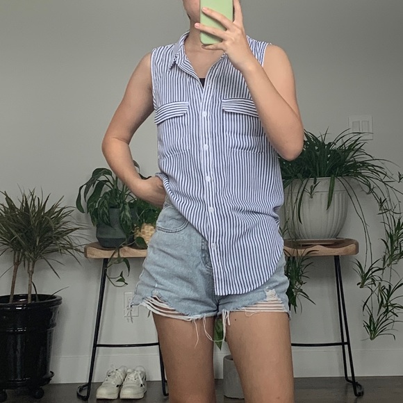 blue striped button up shirt - Picture 2 of 2